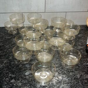 VINTAGE gold sparkle dessert cups. Plastic. These are ADORABLE!!!  MCM kitchen